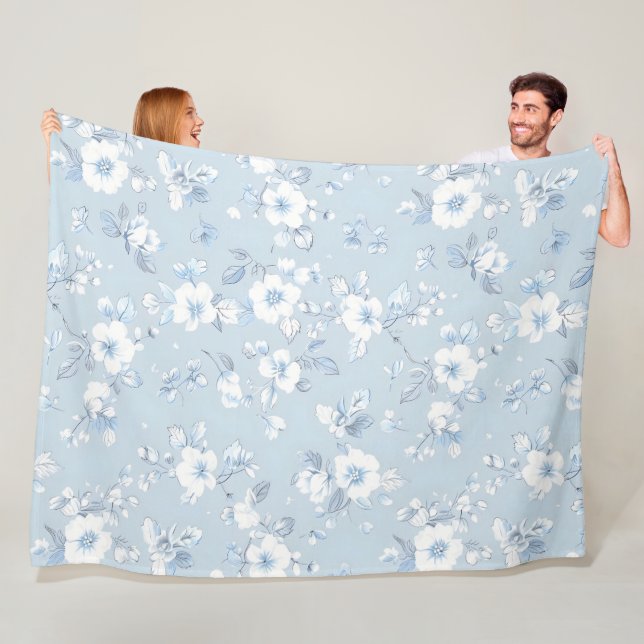 Blass Blue Country Stil Blumenmuster Fleecedecke (Beispiel)
