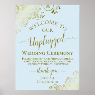 Blass Blue & Gold Unplugged Wedding Zeremonie Poster