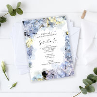 Blass Blue Hydrangea Blume Wasserfarbe Babydusche