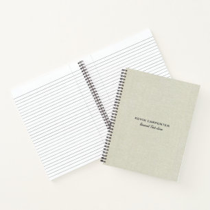 Blass cremefarbener Leinenstoff Notizbuch
