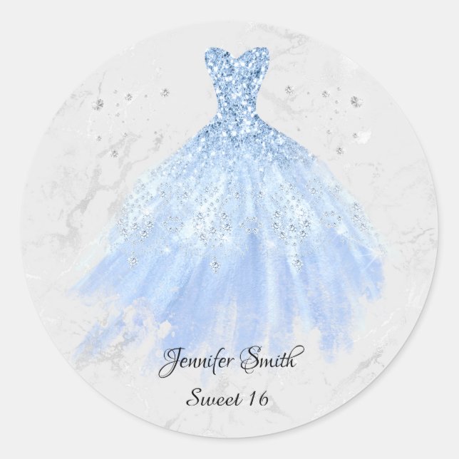 Blass Glitzer Dress 16 . Geburtstag Runder Aufkleber (Vorderseite)