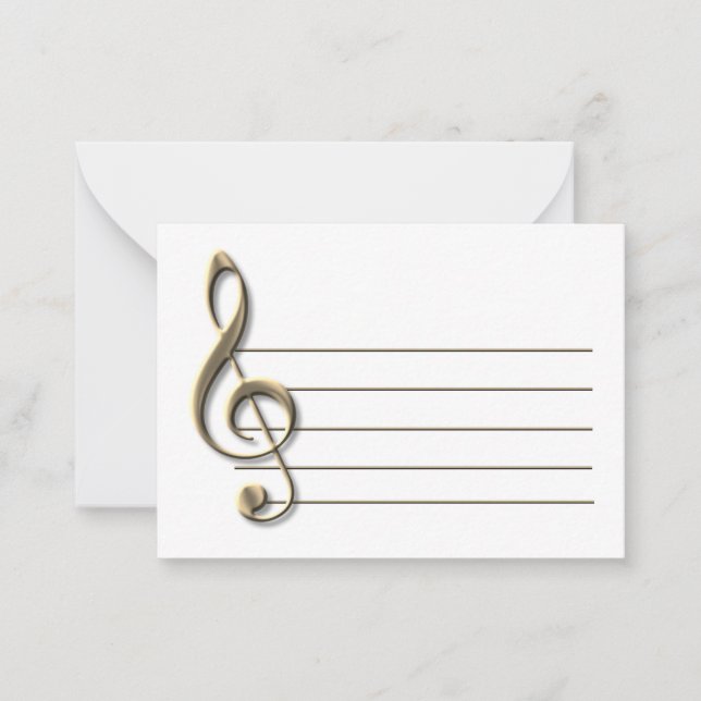 Blass Gold Treble Clef Blank Notecard Mitteilungskarte (Vorderseite)