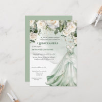 Blass-grünes Floral-Quinceañera-Ballkleid |