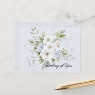 Blass Himmelblau Weiße Blumen Postkarte