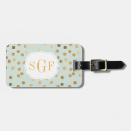 Blass Minze Blue und Gold Glitzer City Dots Monogr Gepäckanhänger