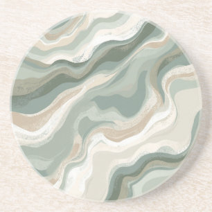 Blass Olivgrün Sage Beige Creme Abstrakte Küstenop Getränkeuntersetzer