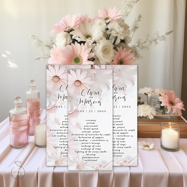 Blass Pink Daisy Wedding Program (Von Creator hochgeladen)