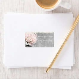 Blass Pink Herzleaf Tree Gray Wasserfarbe Adressaufkleber