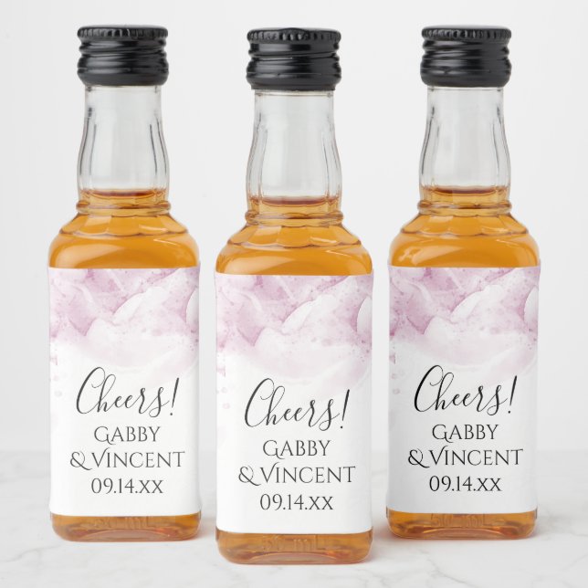 Blass Pink Hydrangea Blume Wasserfarbenhochzeit Alkoholflaschenetikett (Flaschen)