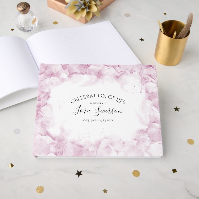 Blass pink Hydrangeas Feier zum Gedenken an das Le Gästebuch (Vorderseite Offen)