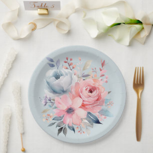 Blass Pink Peonies Bloral Bouquet Dusche Pappteller