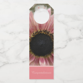 Blass Pink Sonnenblume Personalisiert Flaschenanhänger