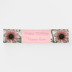 Blass Pink Sonnenblume Personalisiert Geburtstag Banner