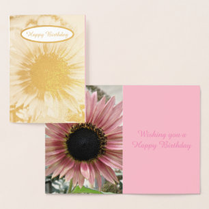 Blass Pink Sonnenblume Personalisiert Geburtstag Folienkarte