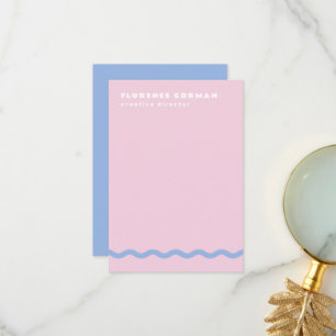 Blass Pink und Französisch Blue Wavy Frame Persona Dankeskarte