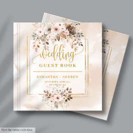 Blass Pink und Gold Herbst Boho Wedding Gästebuch