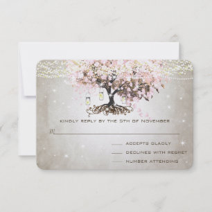 Blass rosa Herzleaf Wedding RSVP Karte