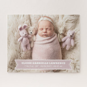 Blaß Rosa Neugeborenen Baby Mädchen Foto Puzzle