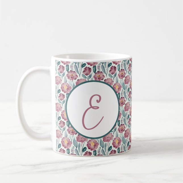 Blass rotes Blumenmuster Kaffeetasse (Links)