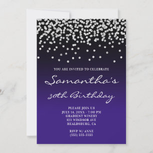 Blass silberner Glitter-Konfetti Schwarz-Indigo-Ve Einladung