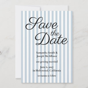 Blass staubblau und weiß gestreift save the date