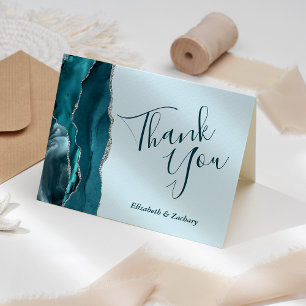 Blaß Teal Achat Silber Hochzeit Danke Karte