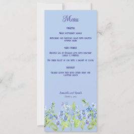 Blass Vergiss mich Nicht Blume Hochzeitmenü-Karte Einladung