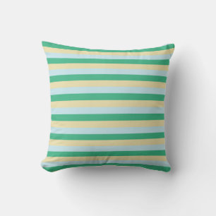 Blassblau, Aqua Green und Beige Streifen Kissen