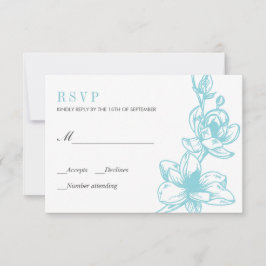 Blassblau | Magnolische Blume Bloom | HochzeitsrSV RSVP Karte