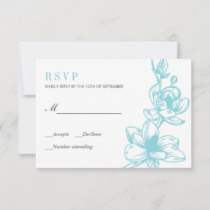Blassblau   Magnolische Blume Bloom   HochzeitsrSV RSVP Karte