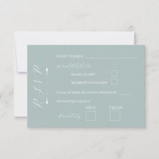 Blassblaue Antwortkarte mit Pfirsichen RSVP Karte