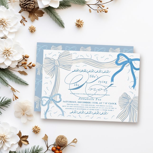 Blassblaue Bögen Sie bindet das Brautparty des Kno Einladung (Von Creator hochgeladen)