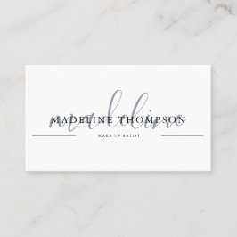 Blassblaue Kalligrafie Script QR-Code Visitenkarte