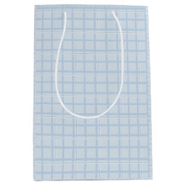 Blassblaue Karo-Geschenktasche | Modernes Minimali Mittlere Geschenktüte