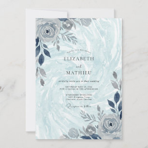 Blassblaue kristalline Winterhochzeit Einladung