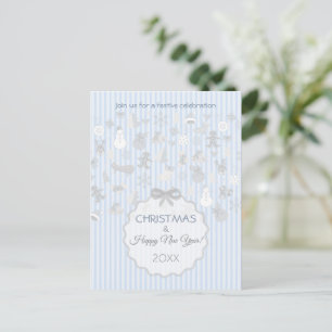 Blassblaue Pastellstreifen Whimsical Weihnachten S Einladungspostkarte
