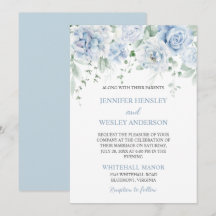 Blassblaue Rose Hydrangeas Hochzeitseinladung