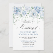 Blassblaue Rose Hydrangeas Hochzeitseinladung