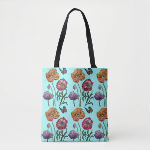 Blassblaue Shabby Poppy Tote Bag