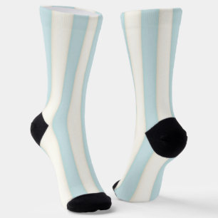 Blassblaue und weiße vertikale Streifen Socken
