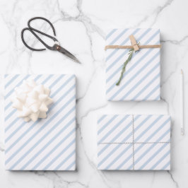 Blassblaue, weiße Streifen - Papiertücher Geschenkpapier Set
