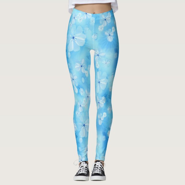 Blassblauer Himmel wiederholen - weiße Aquarellfar Leggings (Vorderseite)