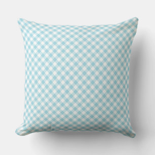 Blassblauer Weißer Karo Gingham Pattern Kissen