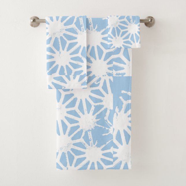 Blassblaues geometrisches Muster Badhandtuch Set (Insitu)