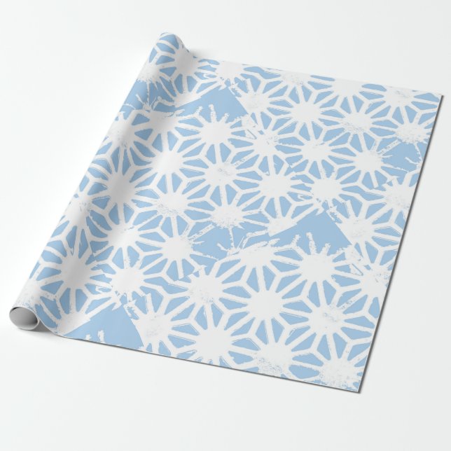 Blassblaues geometrisches Muster Geschenkpapier (Ungerollt)