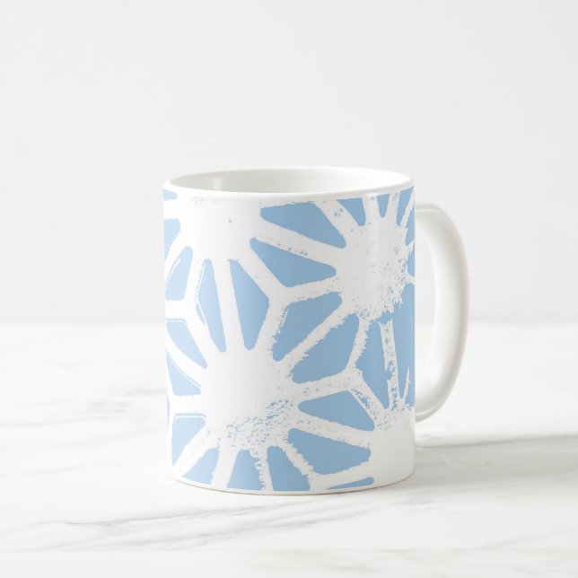 Blassblaues geometrisches Muster Kaffeetasse (VorderseiteRechts)