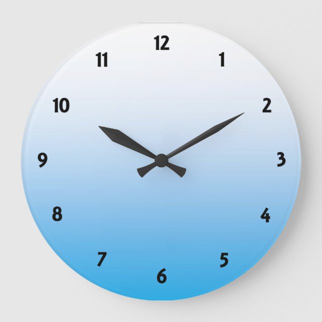 Blassblaues Zwei-Ton Große Wanduhr (Vorderseite)