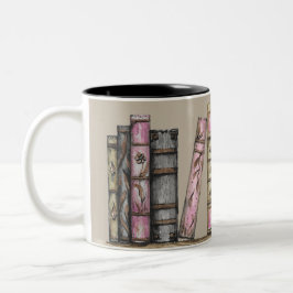 Blassbraun Kaffee Alte Bücherbibliothek und Uhr Zweifarbige Tasse