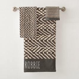 Blassbraune Stoffteppiche Geometrisches Muster Badhandtuch Set