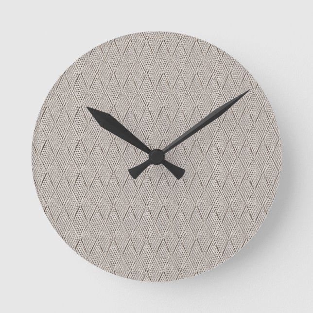 Blasscreme-Imitate Diamond Strick Muster Klein Runde Wanduhr (Vorderseite)